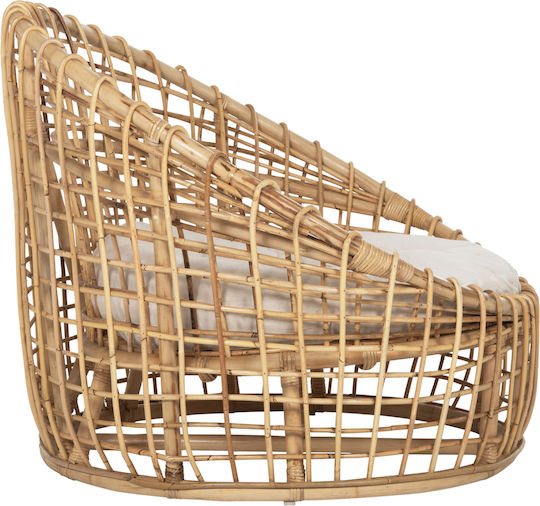 Fotoliu de exterior Rattan Ento Natural-White cu pernă 106x94x82cm