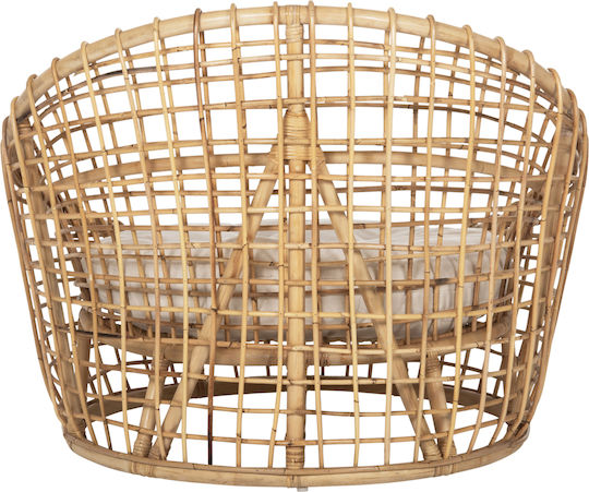Fotoliu de exterior Rattan Ento Natural-White cu pernă 106x94x82cm