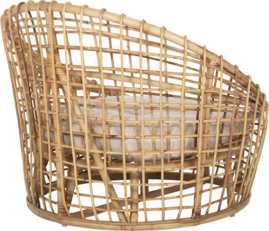 Fotoliu de exterior Rattan Ento Natural-White cu pernă 106x94x82cm
