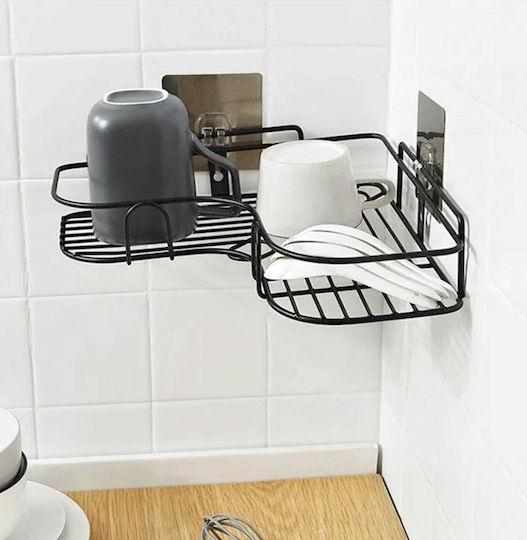 Colțar Montat pe perete Raft Baie Plastic 36x12x6cm Neagră