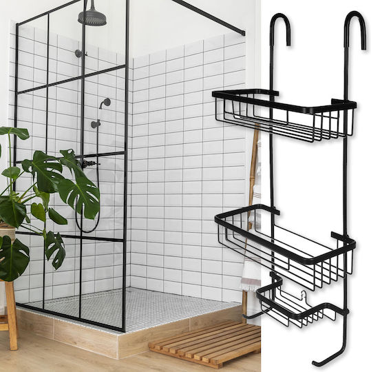 Montat pe perete Raft Baie Metal 63x14x28.5cm Neagră