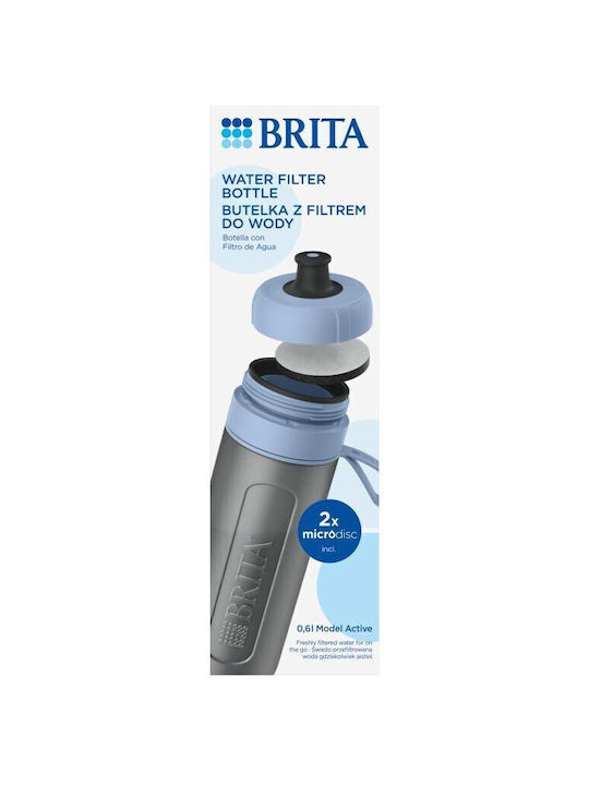 Brita Active Plastic Water Bottle with Mouthpiece and Filter 600ml Blue