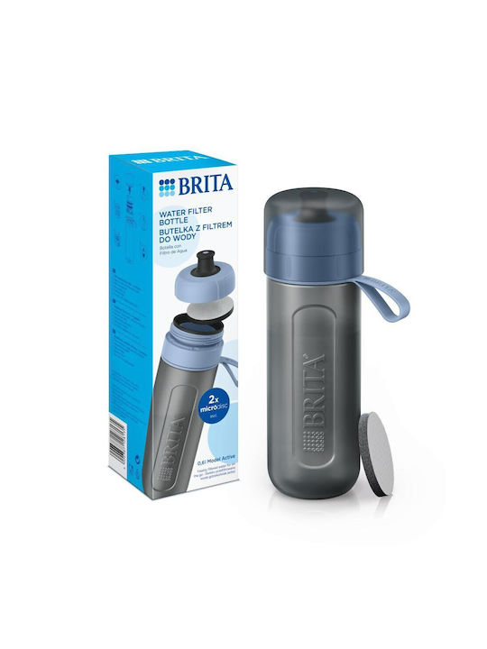 Brita Active Plastic Water Bottle with Mouthpiece and Filter 600ml Blue