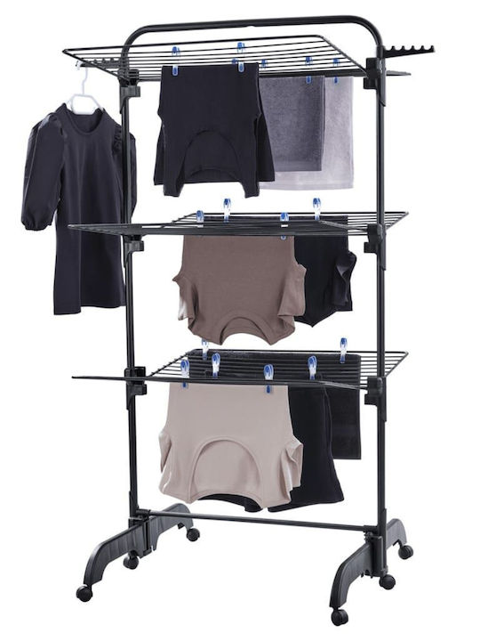 vidaXL Folding Floor Clothes Drying Rack Made of Metal with 42m Hanging Length