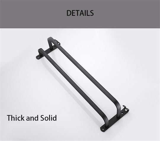 Ράγα Μπάνιου Διπλή Επιτοίχια με Βίδες ​60x11cm Inox Μαύρη