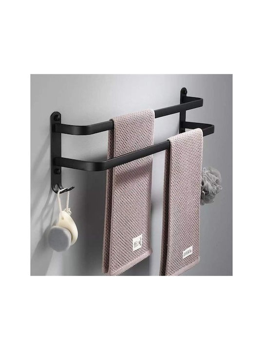 Ράγα Μπάνιου Διπλή Επιτοίχια με Βίδες ​60x11cm Inox Μαύρη
