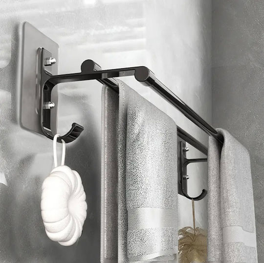 Calea ferată de Baie Dublă De Perete cu șuruburi ​60x11cm Inox Negru