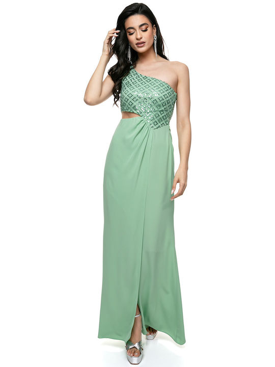 RichgirlBoudoir Καλοκαιρινό Maxi Βραδινό Φόρεμα με Σκίσιμο Πράσινο