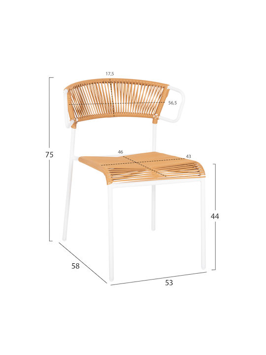 Scaun de exterior Rattan Suki Alb 54x62x80cm