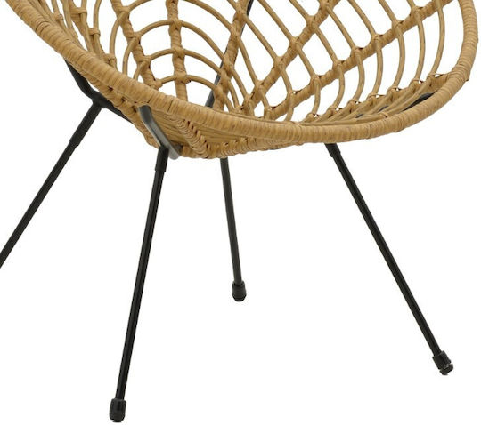 Outdoor-Sessel Rattan Naoki Natural-metal Black 78x74x84εκ.