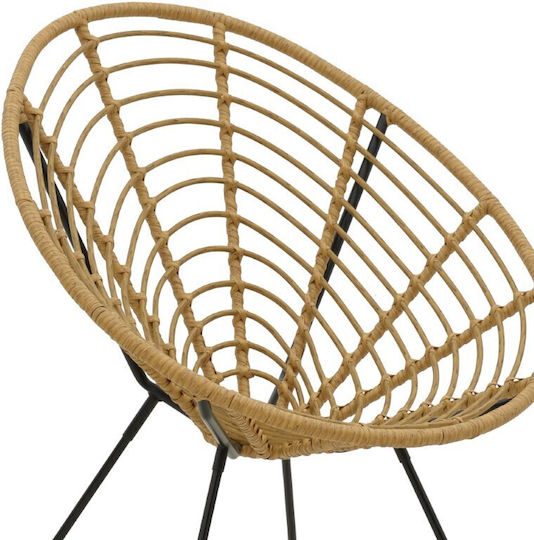 Outdoor-Sessel Rattan Naoki Natural-metal Black 78x74x84εκ.