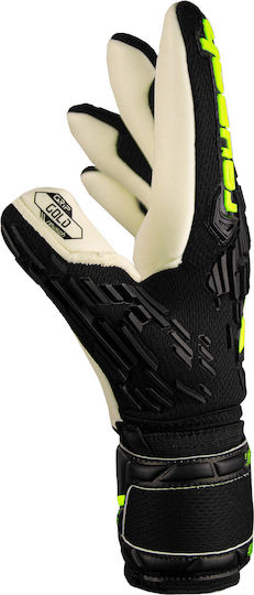 Reusch Attrakt Freegel Gold Finger Support Kids Goalkeeper Gloves Black
