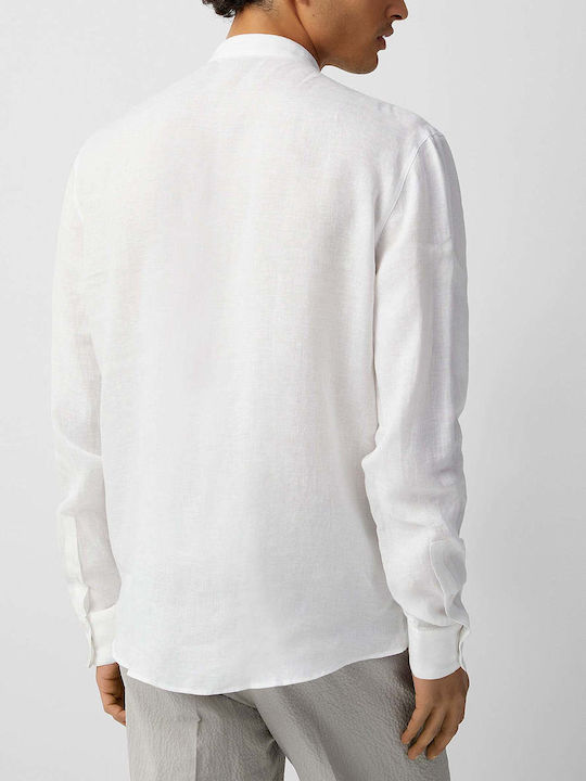 JJELINEN Long Sleeve Linen Shirt in Slim Fit White