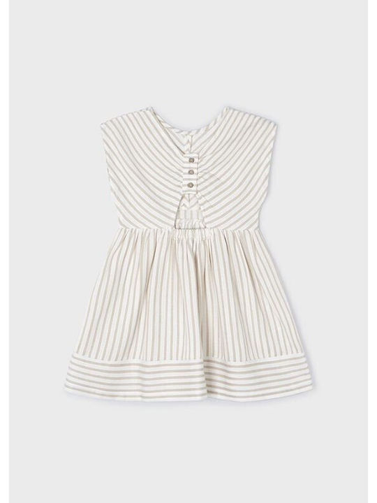 Mayoral Kids Dress Striped Beige