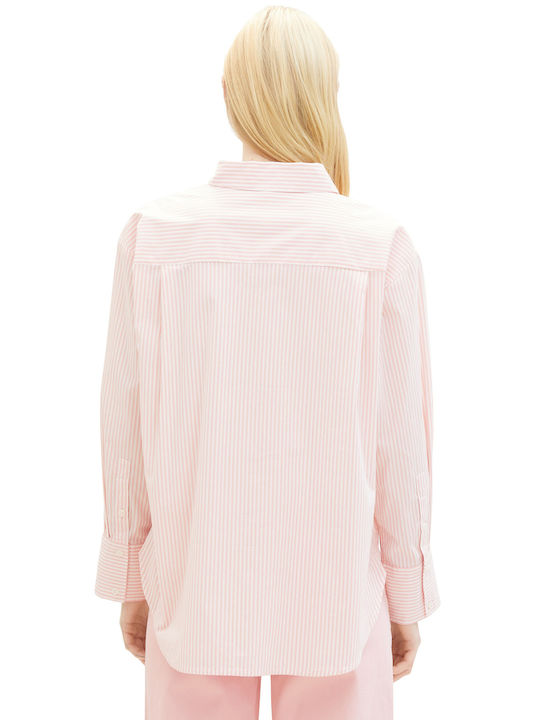 Tom Tailor Women's Striped Long Sleeve Shirt Pink