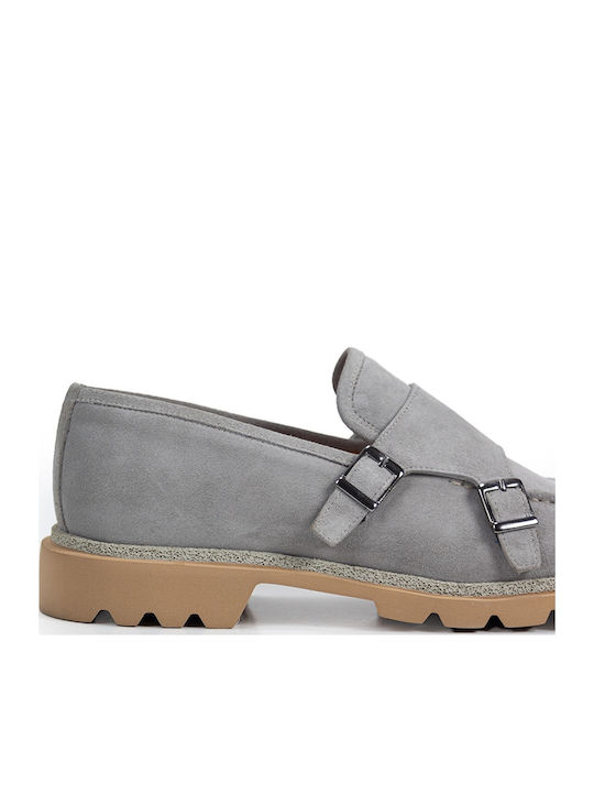 Men's Leather Monk Shoes Gray