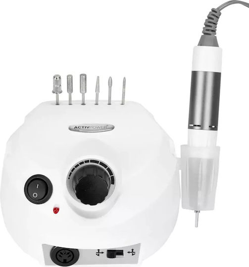 Activeshop Nail Drill Power 65W White with Pedal with 35000 Rotations per Minute