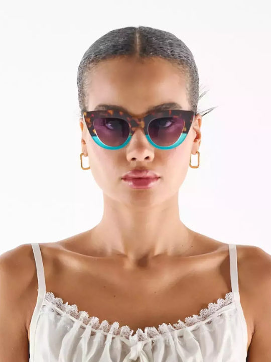Okkia Claudia Woman Sunglasses with Brown Tartaruga Horn-Rimmed Frame and Black Gradient Lens OK013HB