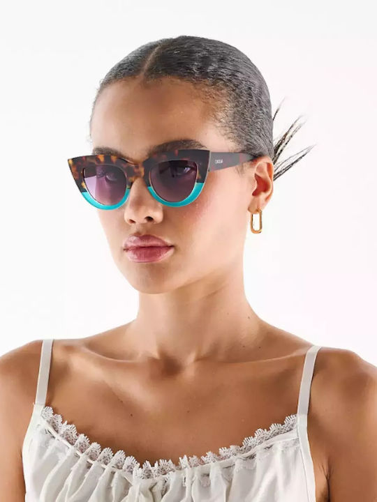 Okkia Claudia Woman Sunglasses with Brown Tartaruga Horn-Rimmed Frame and Black Gradient Lens OK013HB