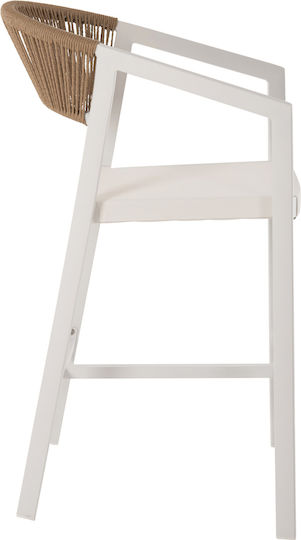 Gartenhocker Für Bar Außenseite Aus Aluminium Weiß Beige 57x61x103cm