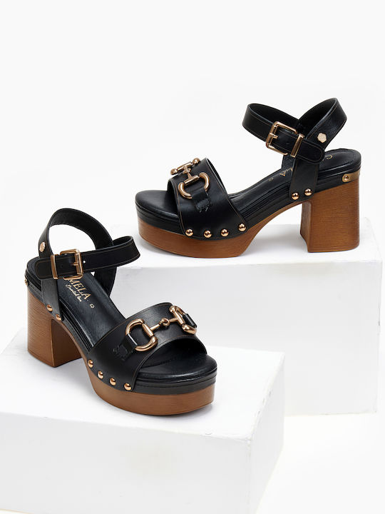 Carmela Footwear Δερμάτινα Γυναικεία Πέδιλα σε Μαύρο Χρώμα 20931002