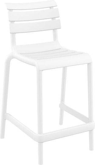 Bar Stool for Outdoor Space made of Polypropylene Helen White 55x52x95cm