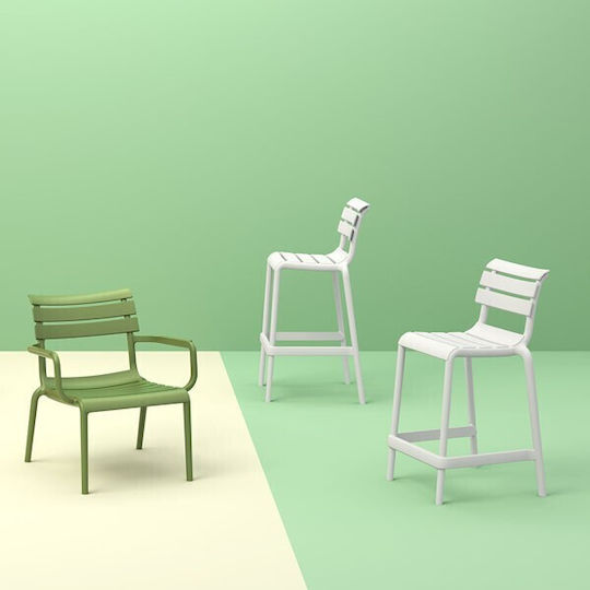 Bar Stool for Outdoor Space made of Polypropylene Helen White 55x52x95cm