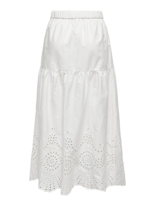 High-waisted Midi Skirt White