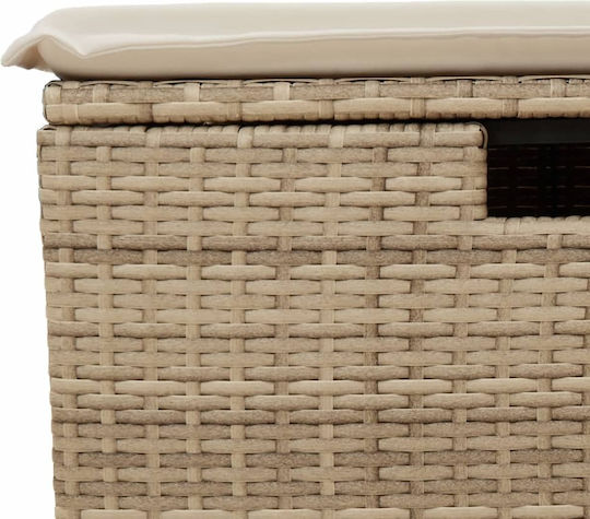 Σκαμπό Κύβος Εξωτερικού Χώρου Rattan με Μαξιλάρι Μπεζ 55x55x37cm