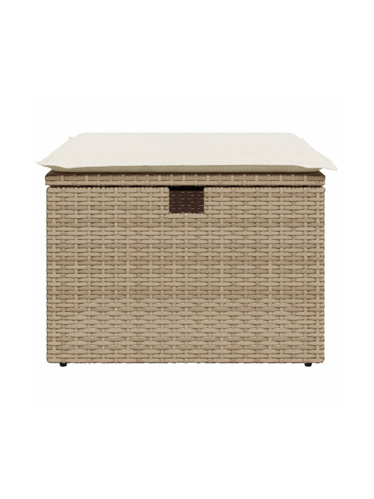 Gartenhocker Würfel Außeneinsatz Rattan mit Beigem Kissen 55x55x37cm