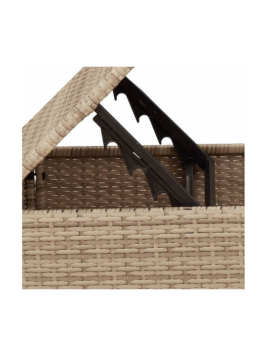 Gartenhocker Würfel Außeneinsatz Rattan mit Beigem Kissen 55x55x37cm