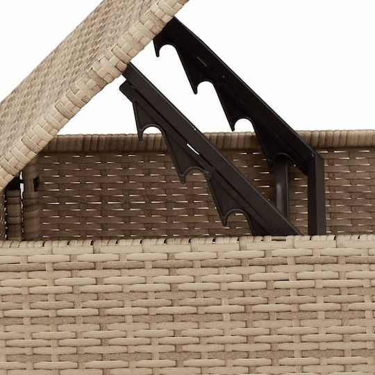 Σκαμπό Κύβος Εξωτερικού Χώρου Rattan με Μαξιλάρι Μπεζ 55x55x37cm