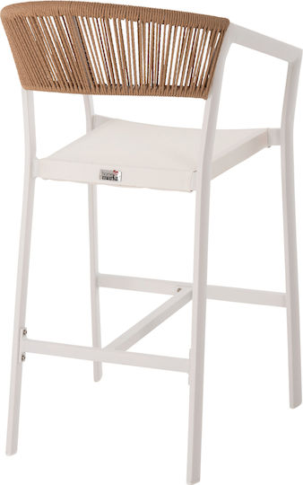 Garden Bar Stool for Outdoor Use Made of Aluminum White 57x57x99.5cm