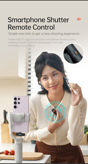 Hohem MIC-01 Type-C Ασύρματο Δυναμικό Μικρόφωνο Πέτου, Clip On για Φωνητικά