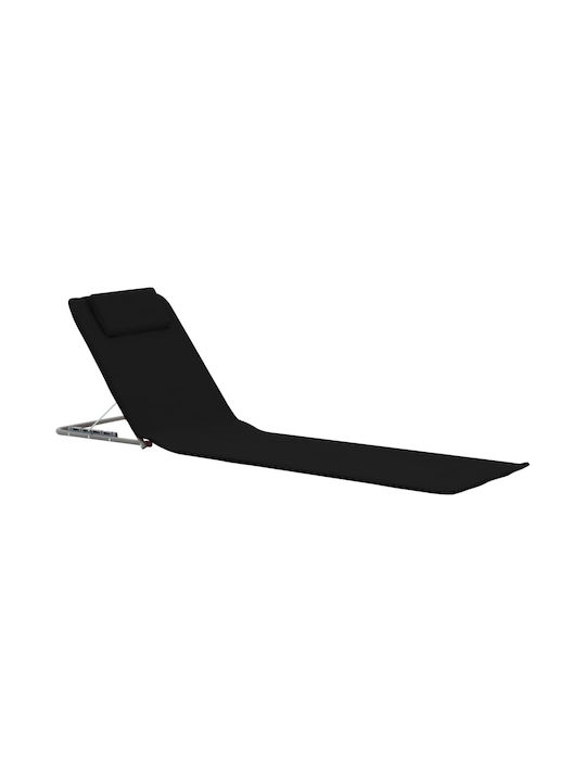 Șezlong Metalic Negru 2 Bucăți 160x53x47 cm