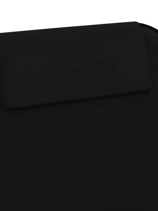 Șezlong Metalic Negru 2 Bucăți 160x53x47 cm