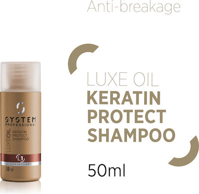 System Professional Fibra LuxeOil Keratin Protect L1 Σαμπουάν Αναδόμησης/Θρέψης για Όλους τους Τύπους Μαλλιών 50ml