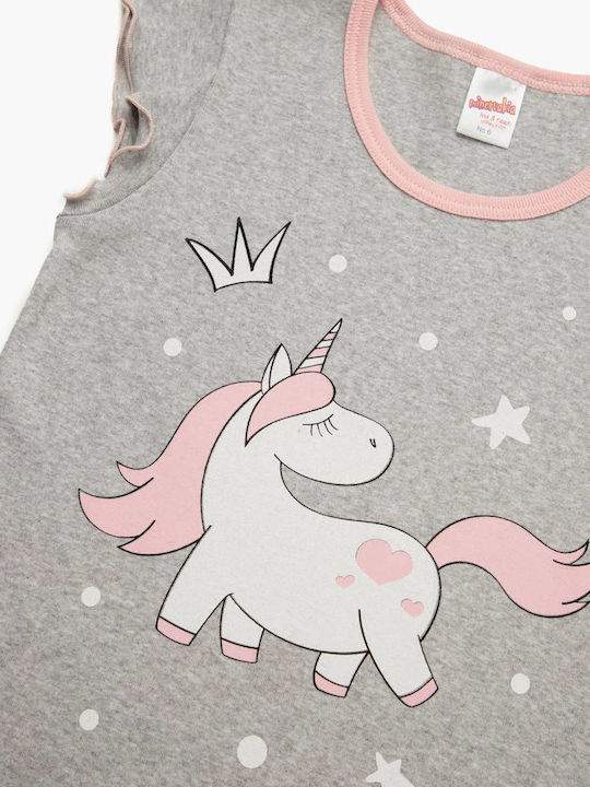Minerva Παιδικό Νυχτικό Καλοκαιρινό Γκρι Unicorn