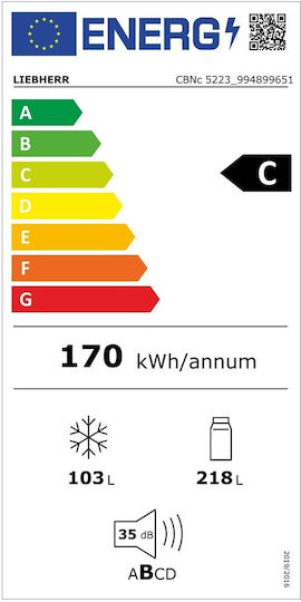 Liebherr Ψυγειοκαταψύκτης 321lt NoFrost Υ185.5xΠ59.7xΒ67.5εκ. Λευκός Plus