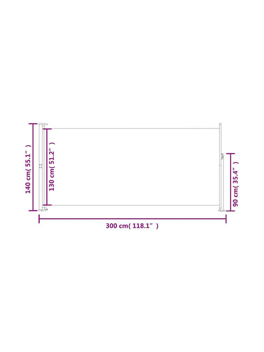 vidaXL Πλαϊνό Ρολό Σκίασης Βεράντας Κόκκινο 1.4x3m