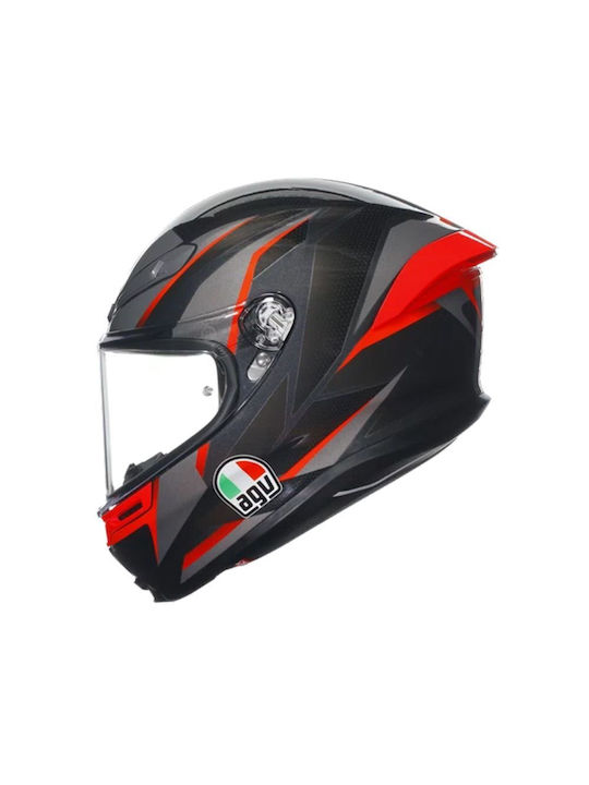 AGV K6 S Slashcut Black/Grey/Red Κράνος Μηχανής Full Face ECE 22.06 1255gr με Pinlock
