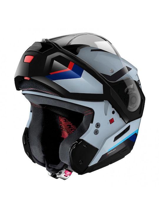 Nolan N90-3 Classic N-Com 8 Flip-Up Helmet with Pinlock and Sun Visor ECE 22.06 Lighthouse 50 White/Blue