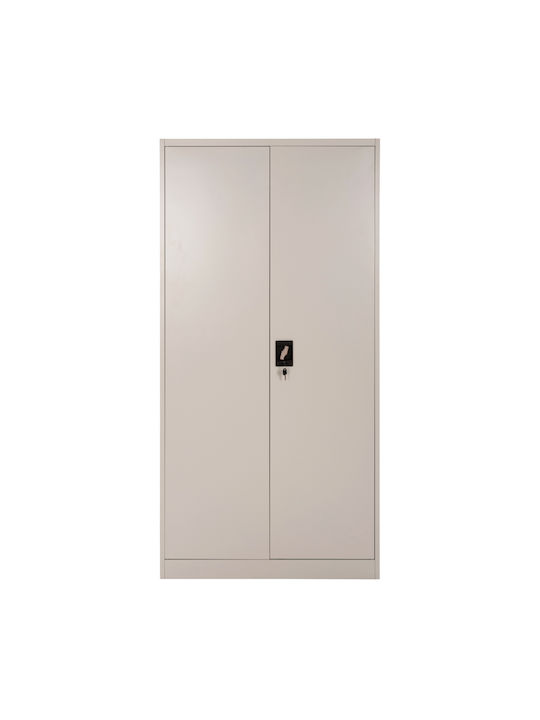 Zweiflügeliger Schrank Clod Metallisch mit Trennwand & 3 Regale Light Grey 90x40x180cm