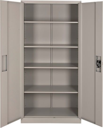 Dublu-Foi Dulap Duron Metalic cu Δin Posibilitatea de Blocare cu 4 Rafturi Gri 90x40x180 cm