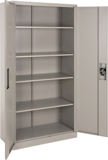 Dublu-Foi Dulap Duron Metalic cu Δin Posibilitatea de Blocare cu 4 Rafturi Gri 90x40x180 cm