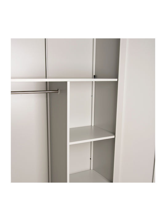 Zweiflügeliger Schrank Clod Metallisch mit Trennwand & 3 Regale Light Grey 90x40x180cm