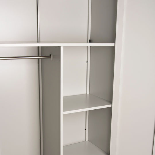 Double Door Wardrobe Clod Metallic with Divider & 3 Shelves Light Grey 90x40x180cm