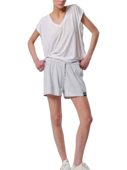 Women's Athletic Blouse Short Sleeve with V Neckline White