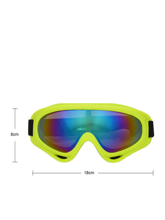 WKN-1465 Μάσκα Σκι & Snowboard Ενηλίκων Μαύρη με Φακό Καθρέπτη σε Πολύχρωμο Χρώμα