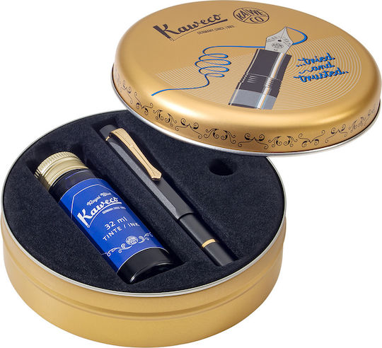 Kaweco Sport Al Σετ Πένα Γραφής Fine Μαύρη από Αλουμίνιο με Μαύρο Μελάνι